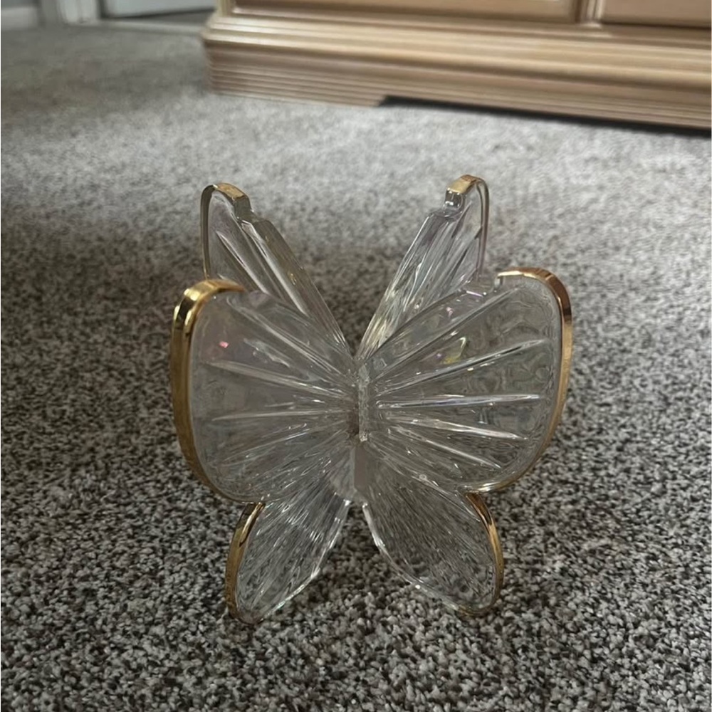 Bath and Body Works Glass Iridescent Butterfly 3 Wick Candle Holder